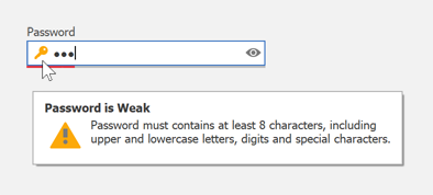 PasswordBox Warning Hint - WinForms UI Templates | DevExpress