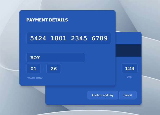 Payment Card Form - WinForms UI Templates
