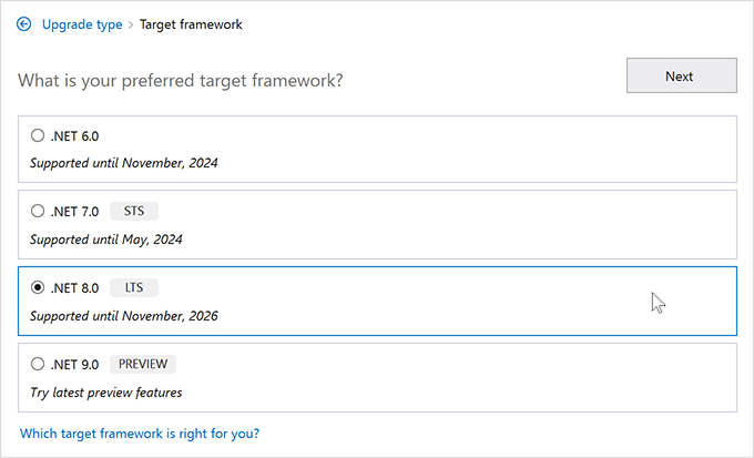 Select .NET 8