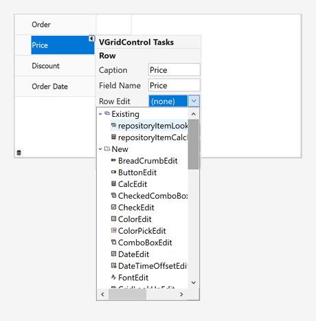 WinForms Vertical Grid - Row Edit Smart Tag