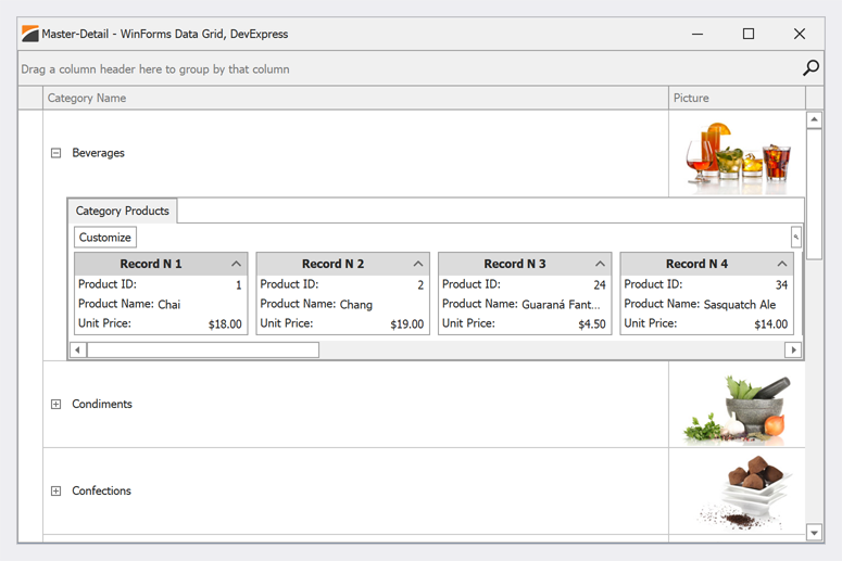 Master-Detail Visualization - WinForms Data Grid