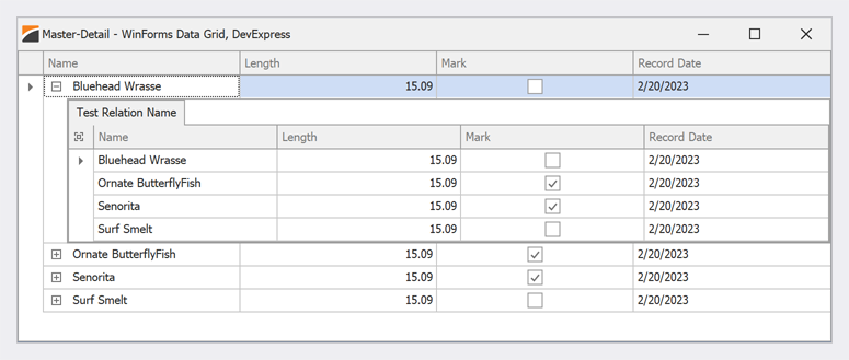 Display Master-Detail Data with Events - WinForms Data Grid