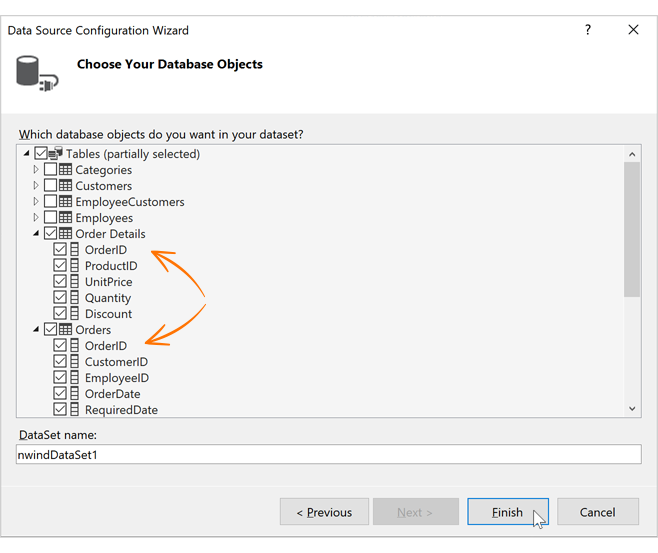 Select Data Tables - WinForms Data Grid