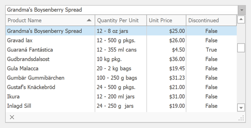 WinForms LookUp Editor