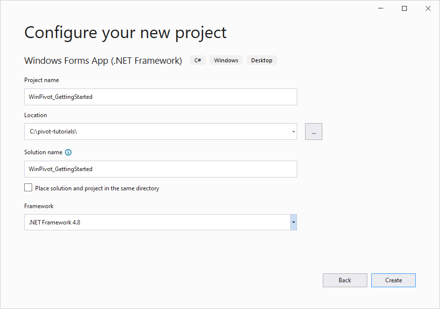 Configure Windows Forms App