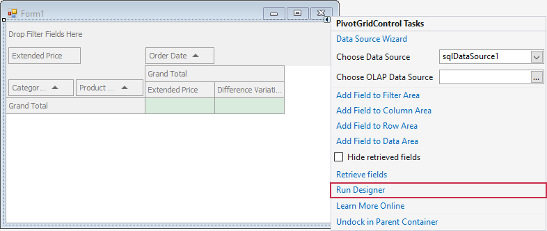 Run PivotGrid Designer