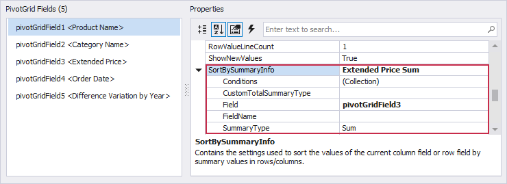 Sorting by summary