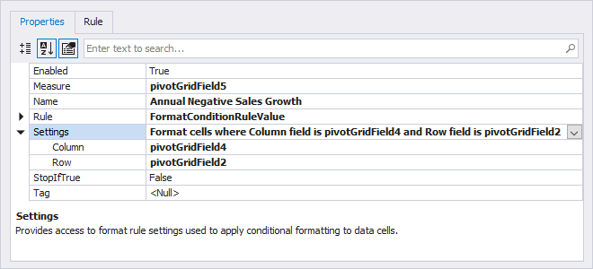 Configure value format rule properties