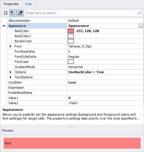 Configure value format rule settings