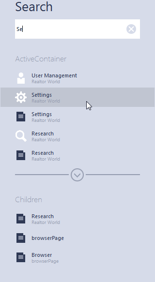 WindowsUIView - Search Panel