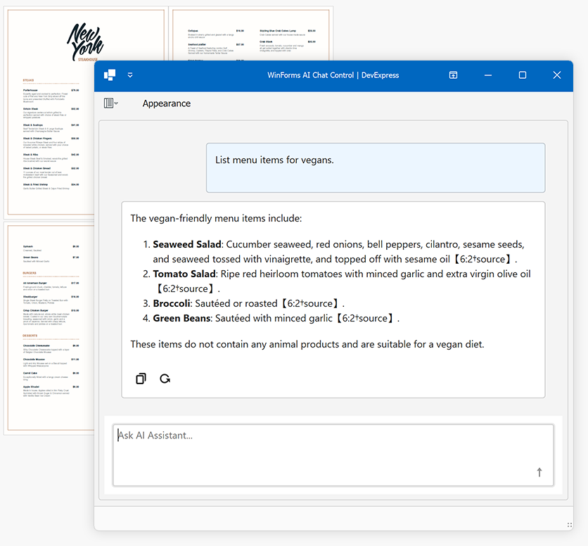 AI Assistant - WinForms AI Chat Control, DevExpress