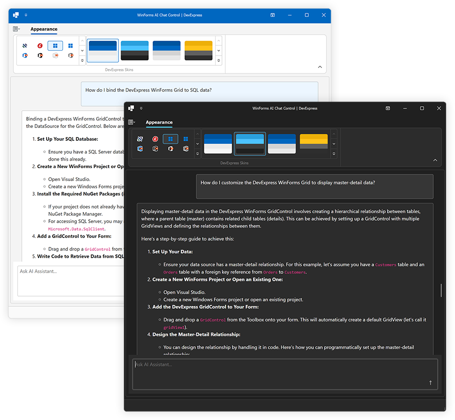 WinForms AI Chat Control, DevExpress