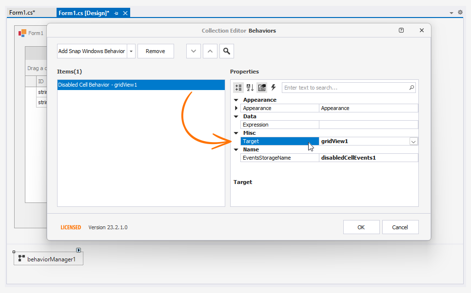 Attach Disabled Cell Behavior to GridView - WinForms UI, DevExpress