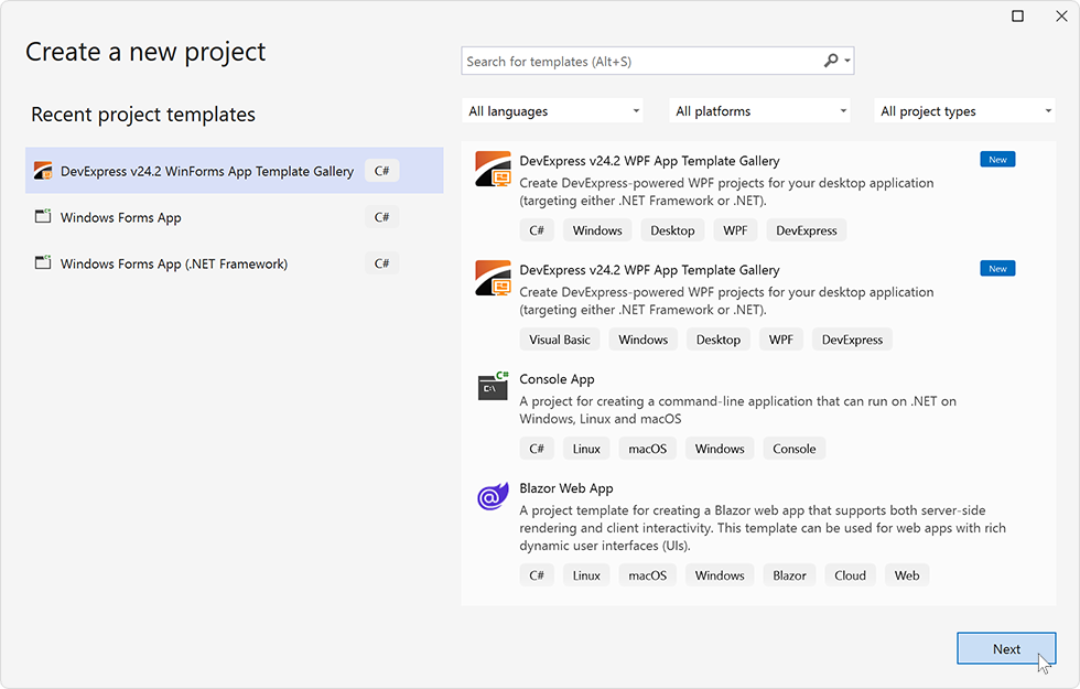 Create a New WinForms Project