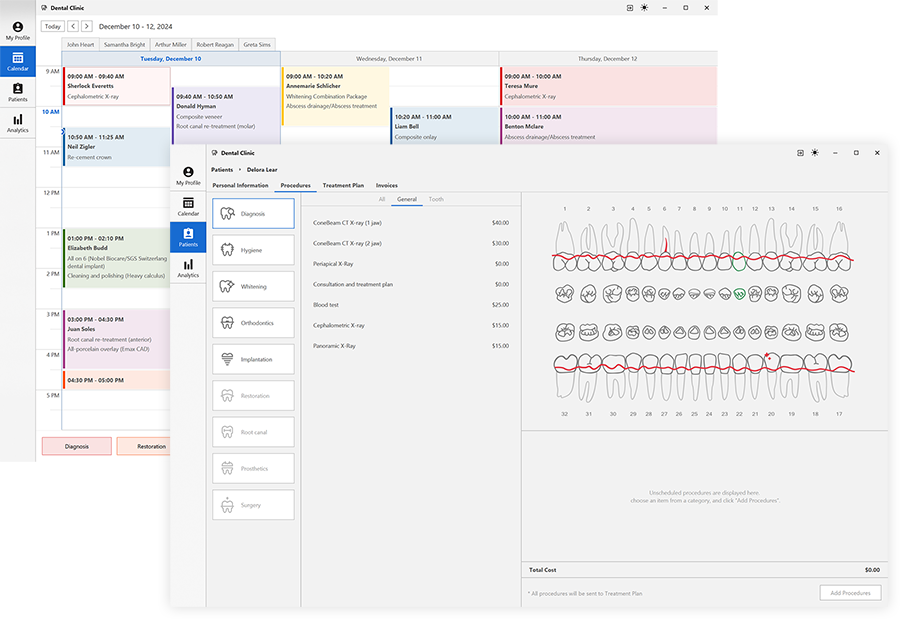 WinForms Dental Clinic Demo, DevExpress