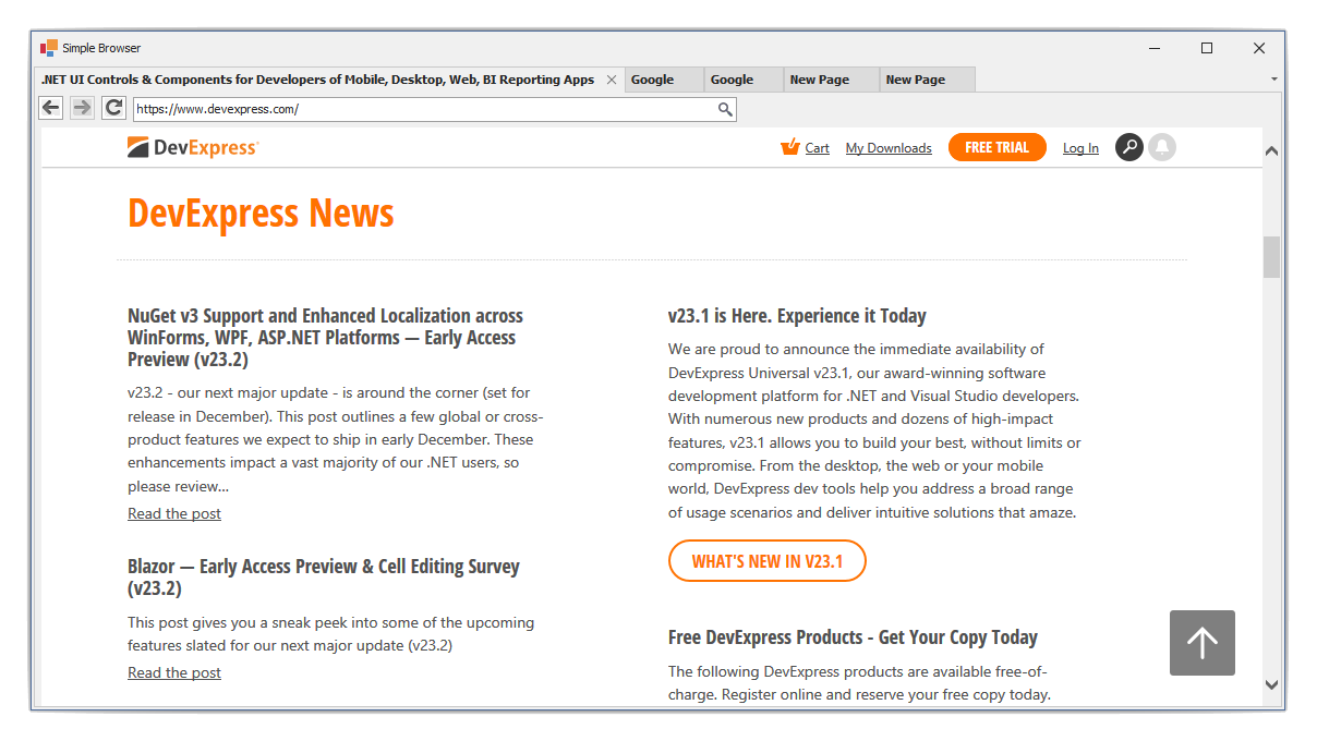 WinForms Document Manager - Create a Web Browser UI, DevExpress