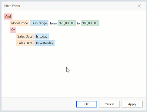 Display Action Buttons on Hover - WinForms Filter Editor