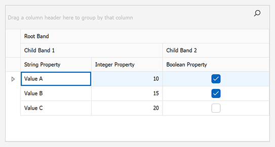 WinForms Banded Grid View with Nested Bands, DevExpress