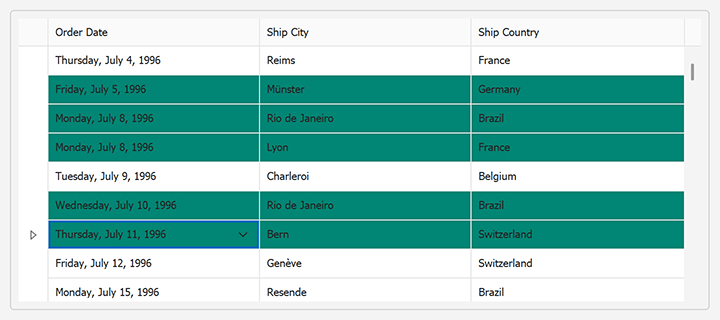 Selected Row Appearance - WinForms Data Grid, DevExpress