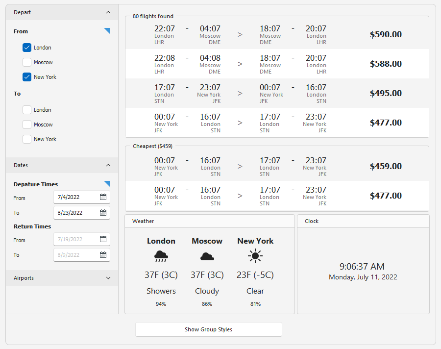 WinForms Group Control, DevExpress