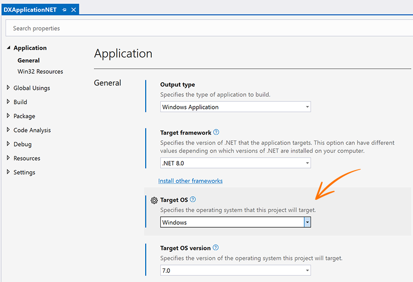 WinForms .NET 7 Application - Project Settings