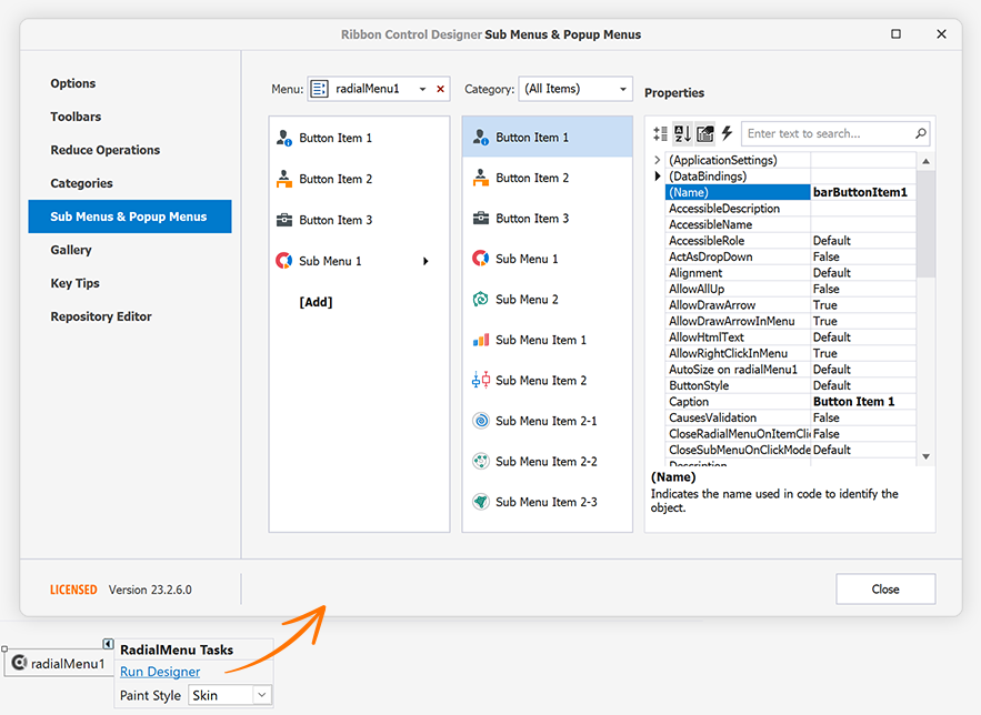 Customize the DevExpress Radial Menu for WinForms