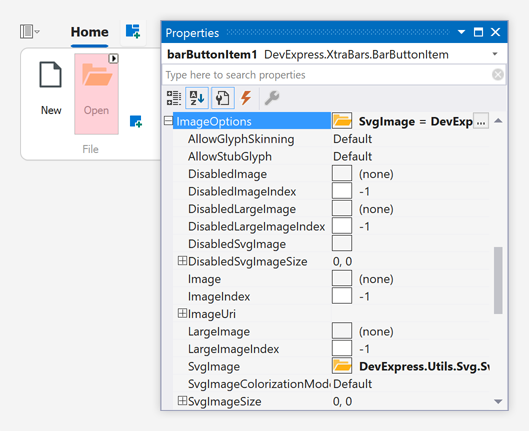 Bar Item Image Options - WinForms Ribbon Control, DevExpress