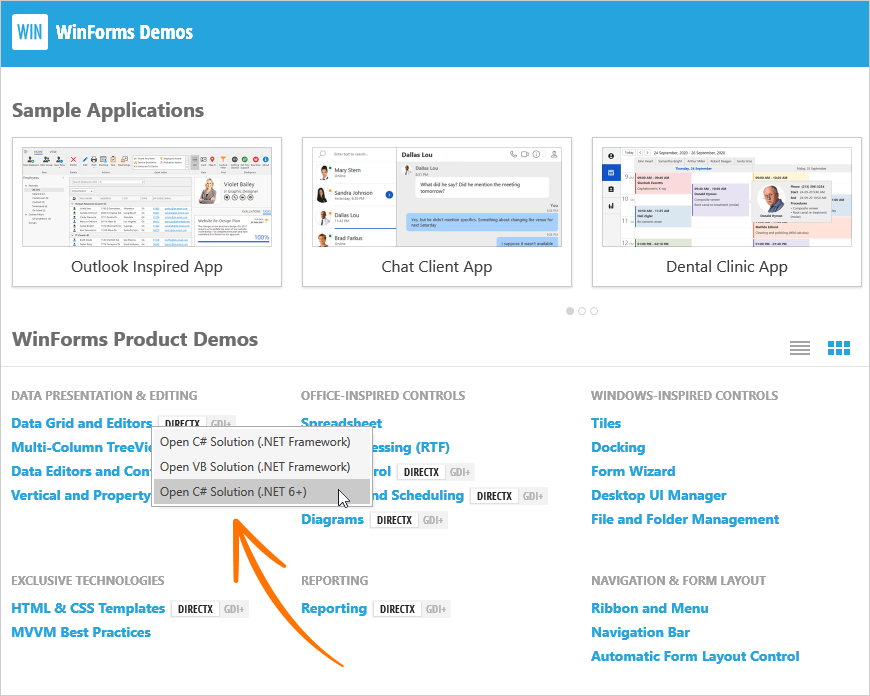 Open Demo Source Code from the Demo Center