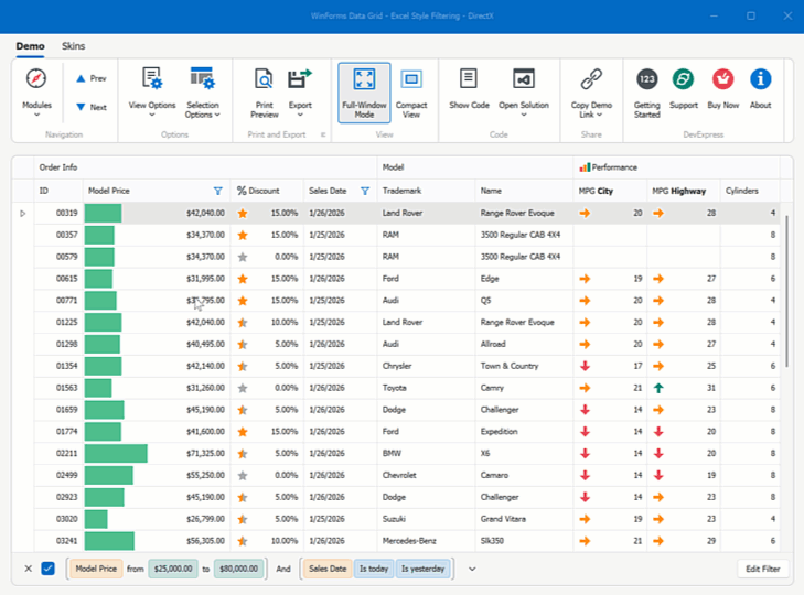 Skin Selector in DevExpress WinForms Demos