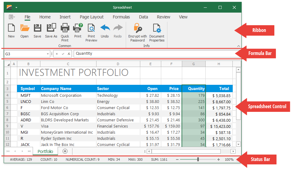 WinFormsSpreadsheet_VisualElements