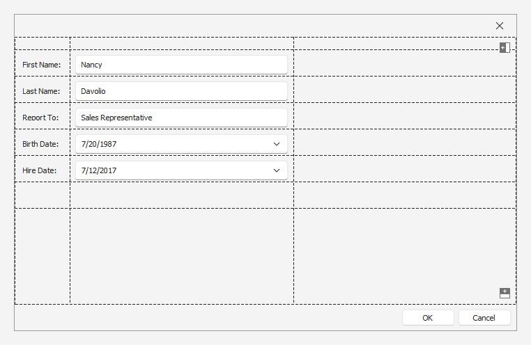 WinForms Table Panel, DevExpress