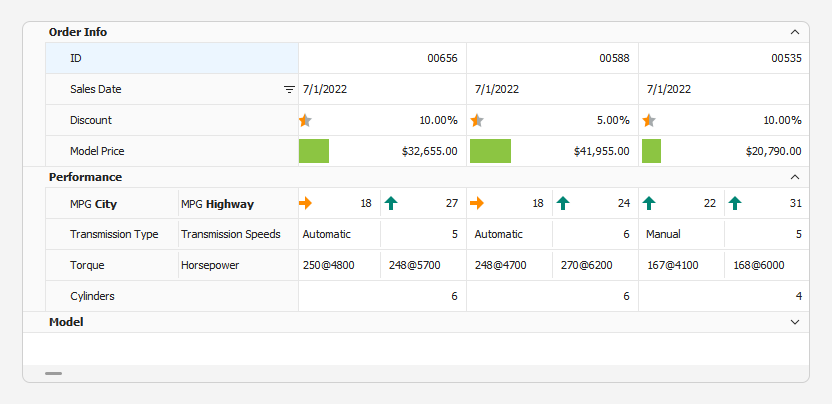 Multi-Record Layout - WinForms Vertical Grid