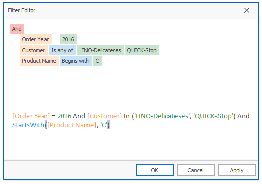 Filter Editor - Visual Filter Criteria Display Style