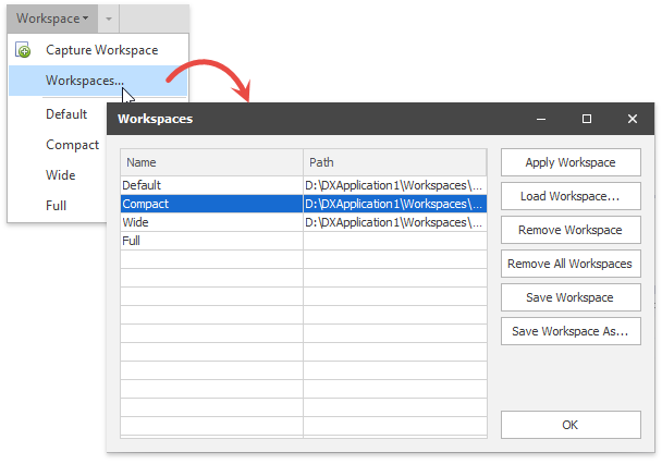 Workspace Manager - Workspaces Dialog