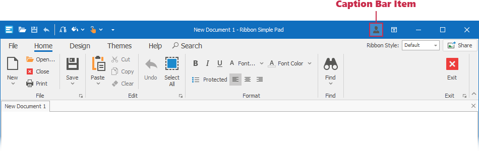 Ribbon Caption Bar Item