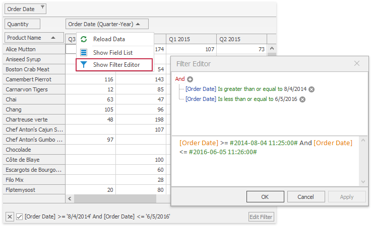 pivot grid devexpress