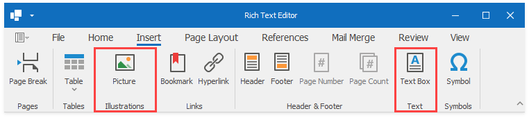 Rich Text Editor - Insert Tab