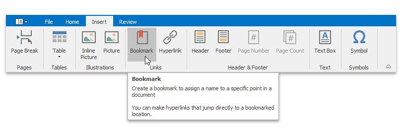 XtraRichEdit_BookmarksAndHyperlinks_LinksRibbonGroup