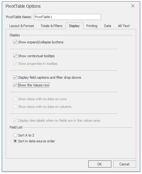 XtraSpreadsheet_PivotTableOptionsDialog_Display