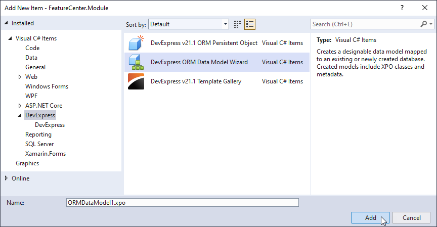 Built-in Visual Studio Templates | eXpress Persistent Objects | DevExpress  Documentation