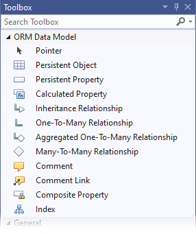 xpo data model designer model elements toolbox