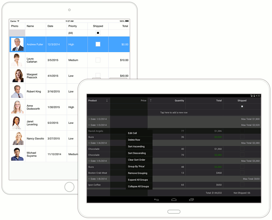 devexpress grid xamarin forms