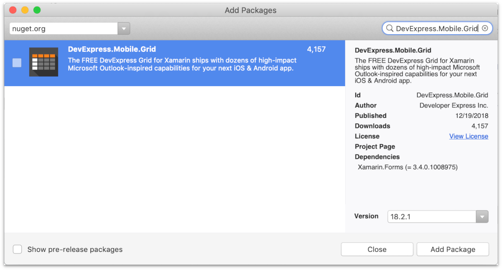 Grid_18_1_3_VSForMac_AddNuGetPackage