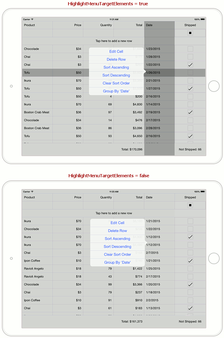 GridControl.HighlightMenuTargetElements