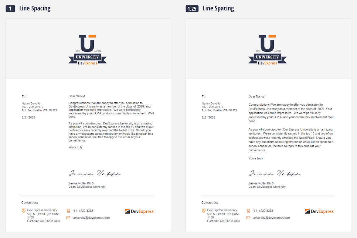 Report - Line spacing