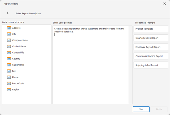 AI wizard user prompt input