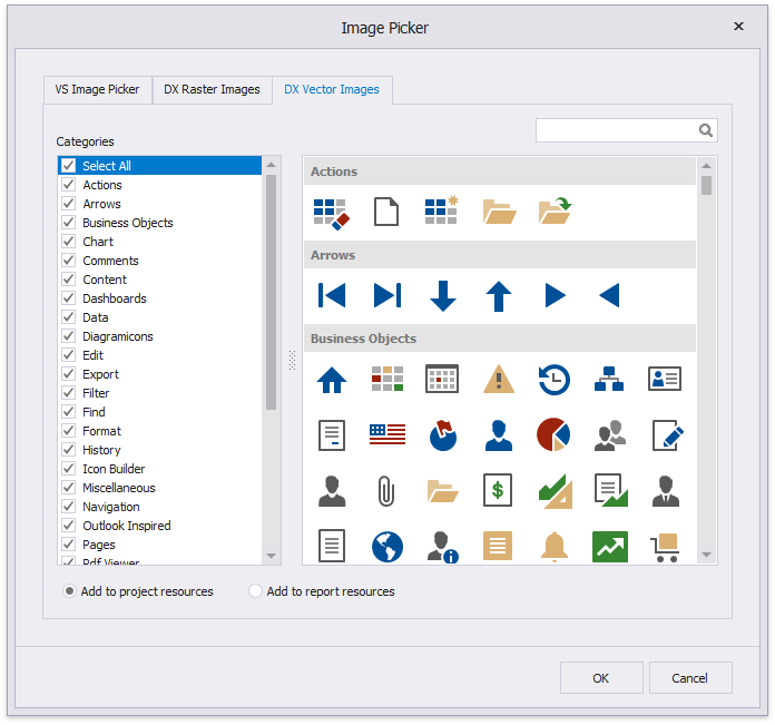 **DevExpress Vector Image Chooser**