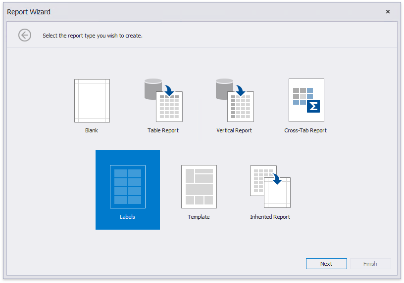 use the label wizard to create a report