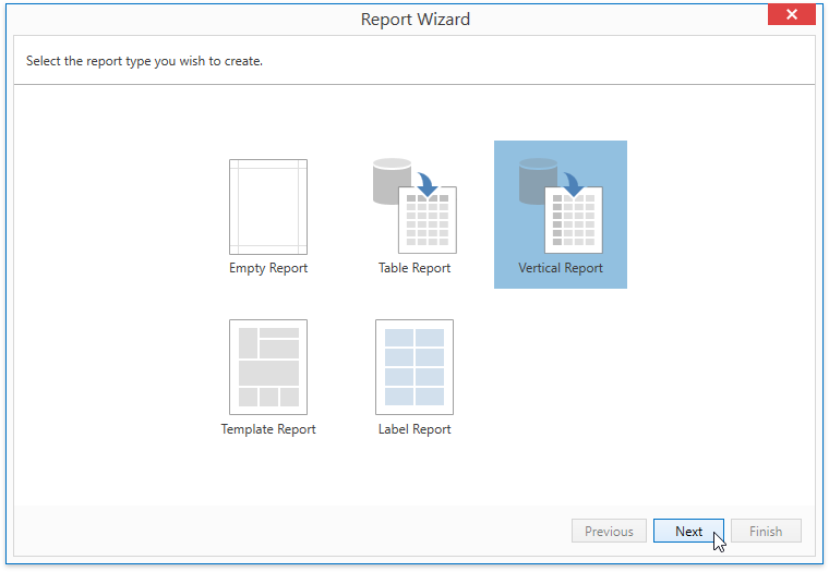 WPF-VerticalBandDemoReport_SelectReportType