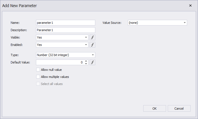 Add New Parameter dialog